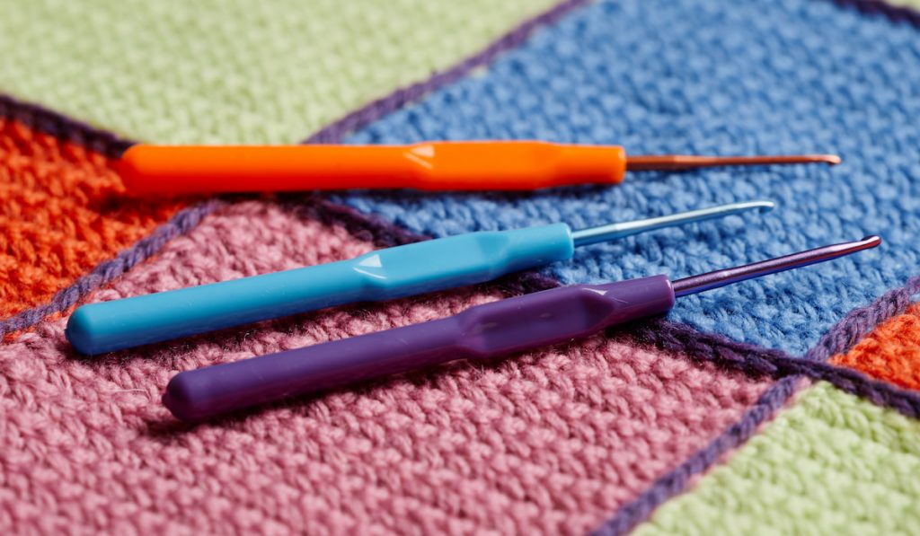 Close Up of Ergonomic  Knitting Hooks 