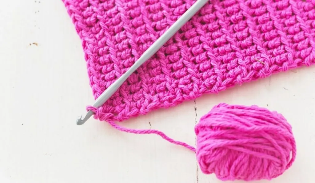 Pink Tunisian Crochet with hook