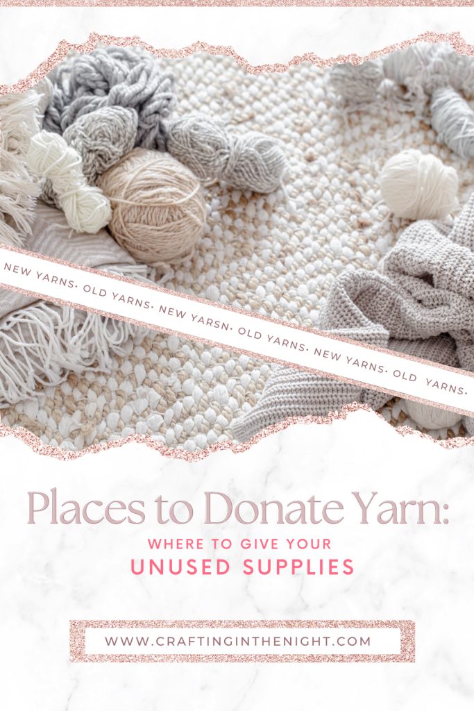 pinterest image, places to donate yarn