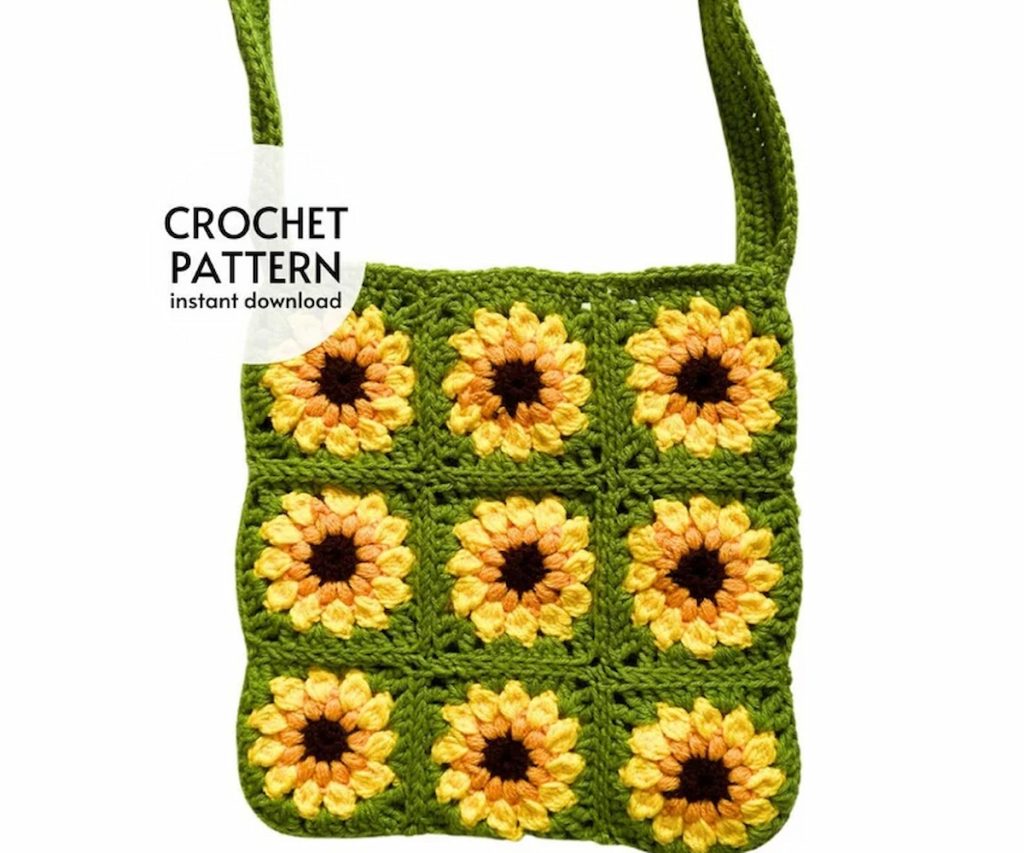 Boho Flower Shoulder Bag Sunflower Crochet Bag
