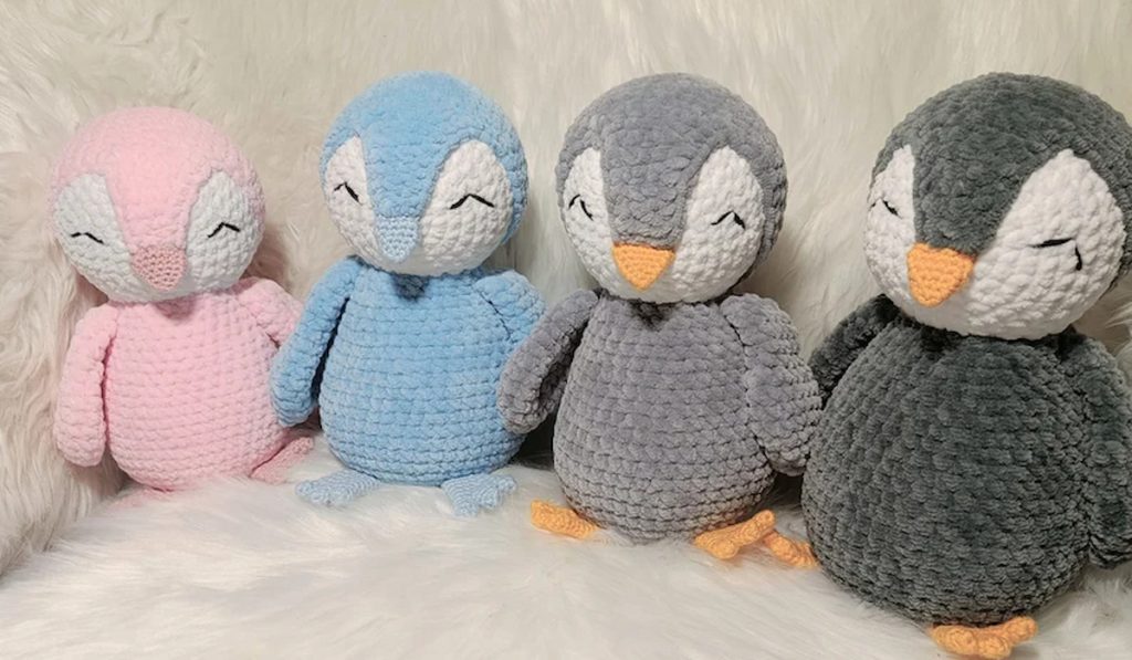Coco the Penguin Crochet Pattern by Johannaspatterns on different colors