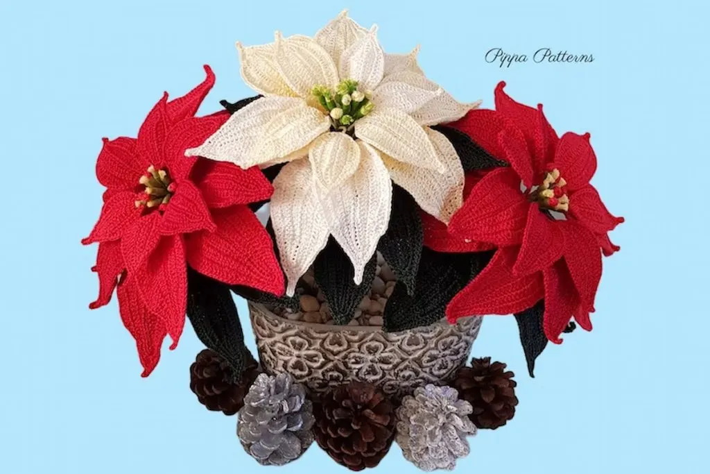 Crochet Christmas Poinsettia Pattern by PippaPatternsCrochet