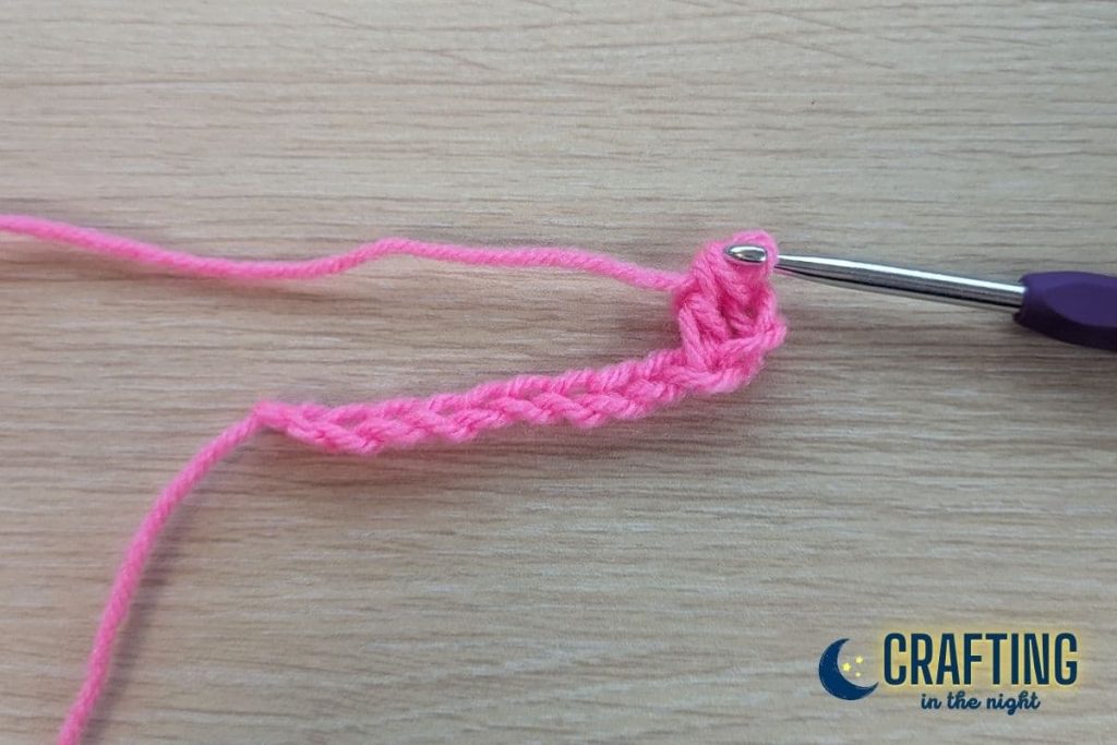 a crochet chain with a double crochet placed in the third chain from the hook