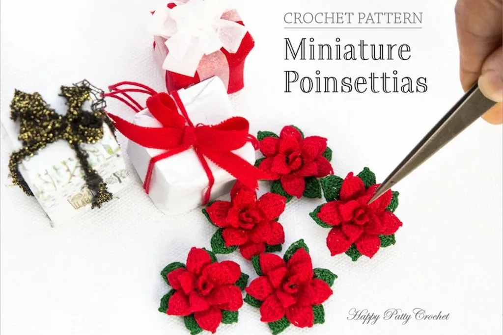 Mini Crochet Poinsettia Pattern by HappyPattyCrochet