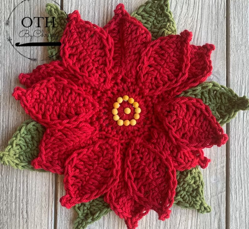 Poinsettia Coaster Crochet Pattern by OffTheHookByChrissy