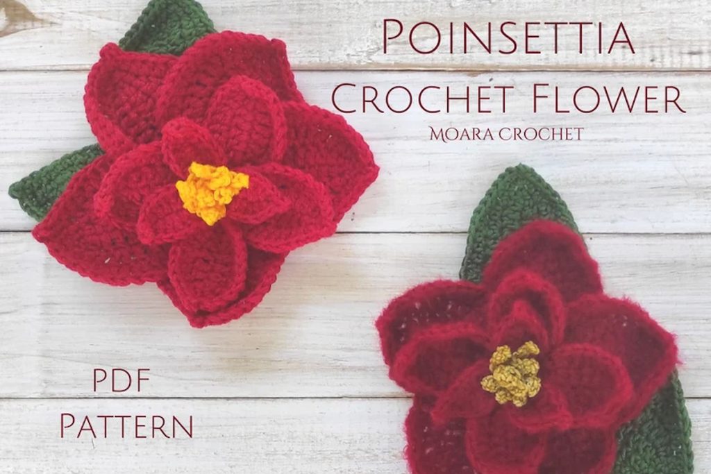 Poinsettia Crochet Flower by Moara Crochet