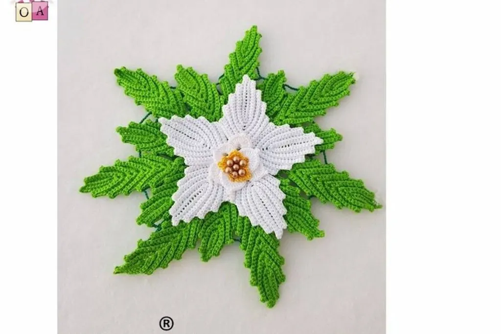 White Poinsettia Centerpiece Pattern by IrishCrochetPattern