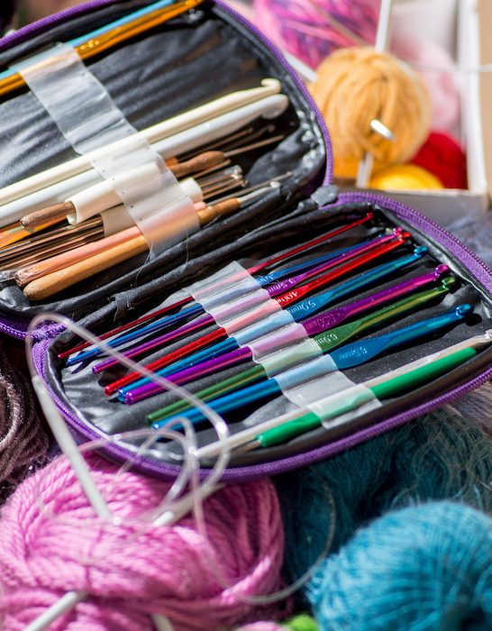 crochet hooks in a hook case perfect for travel