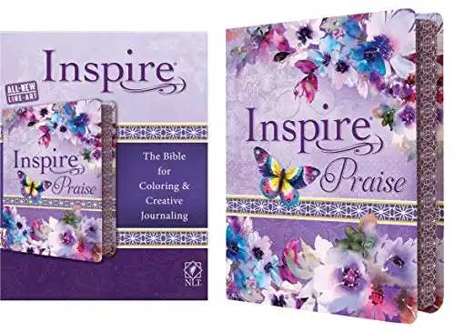 Tyndale NLT Inspire PRAISE Bible (LeatherLike, Purple Garden)