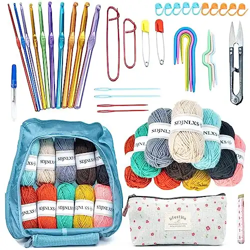 SDJNLXS 50 Piece Crochet Kit for Beginners Crochet Kit with Yarn Set