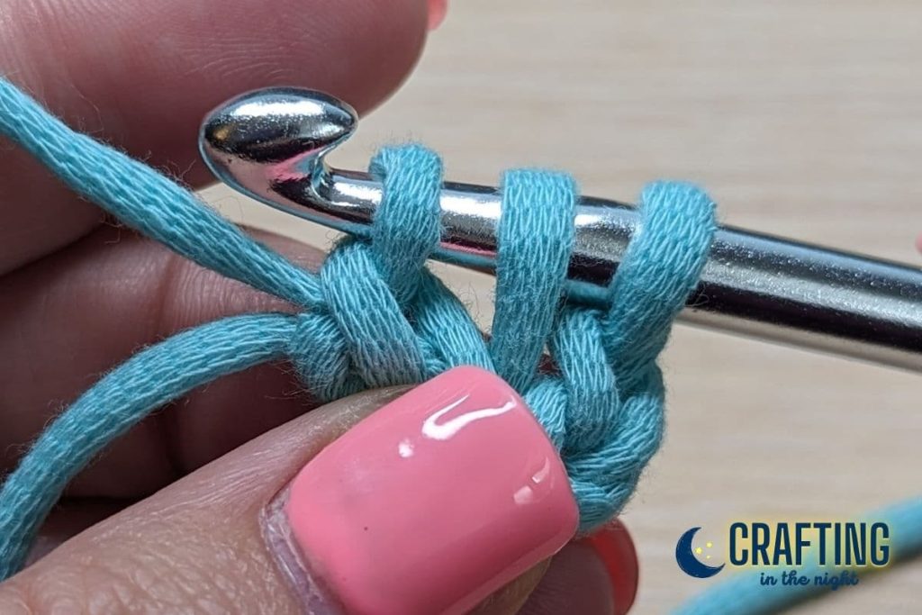 crochet hooks with 3 yarn loops
