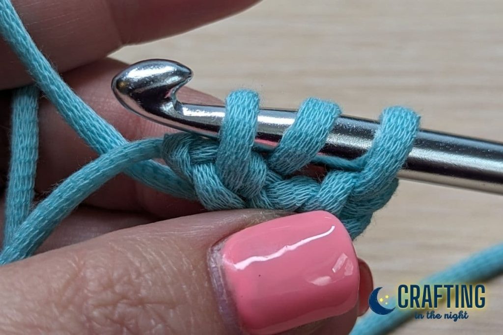 Step 3. crochet hook with yarn over and pull up a loop