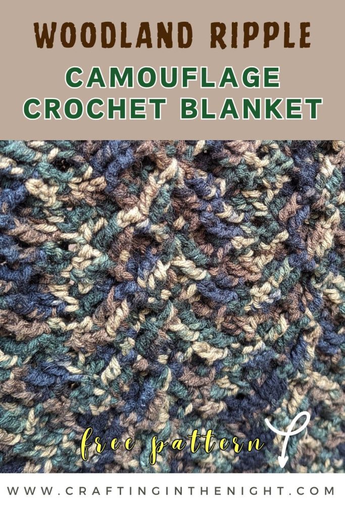 Pinterest Pin for Woodland Ripple Camouflage Crochet Blanket post