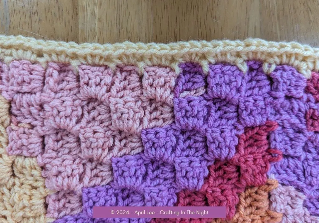 close up image of the border of a Sunset C2C blanket