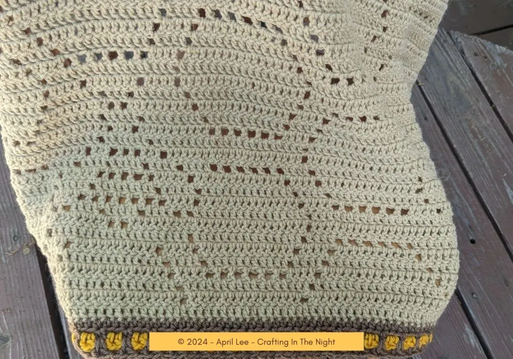 close up image of the honeycomb crochet blanket